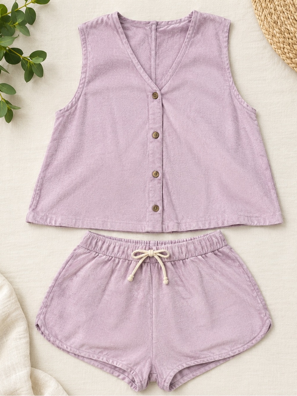 Free People free-est So Fresh Vest Set Pink Cotton Gauze Lounge 2pc M